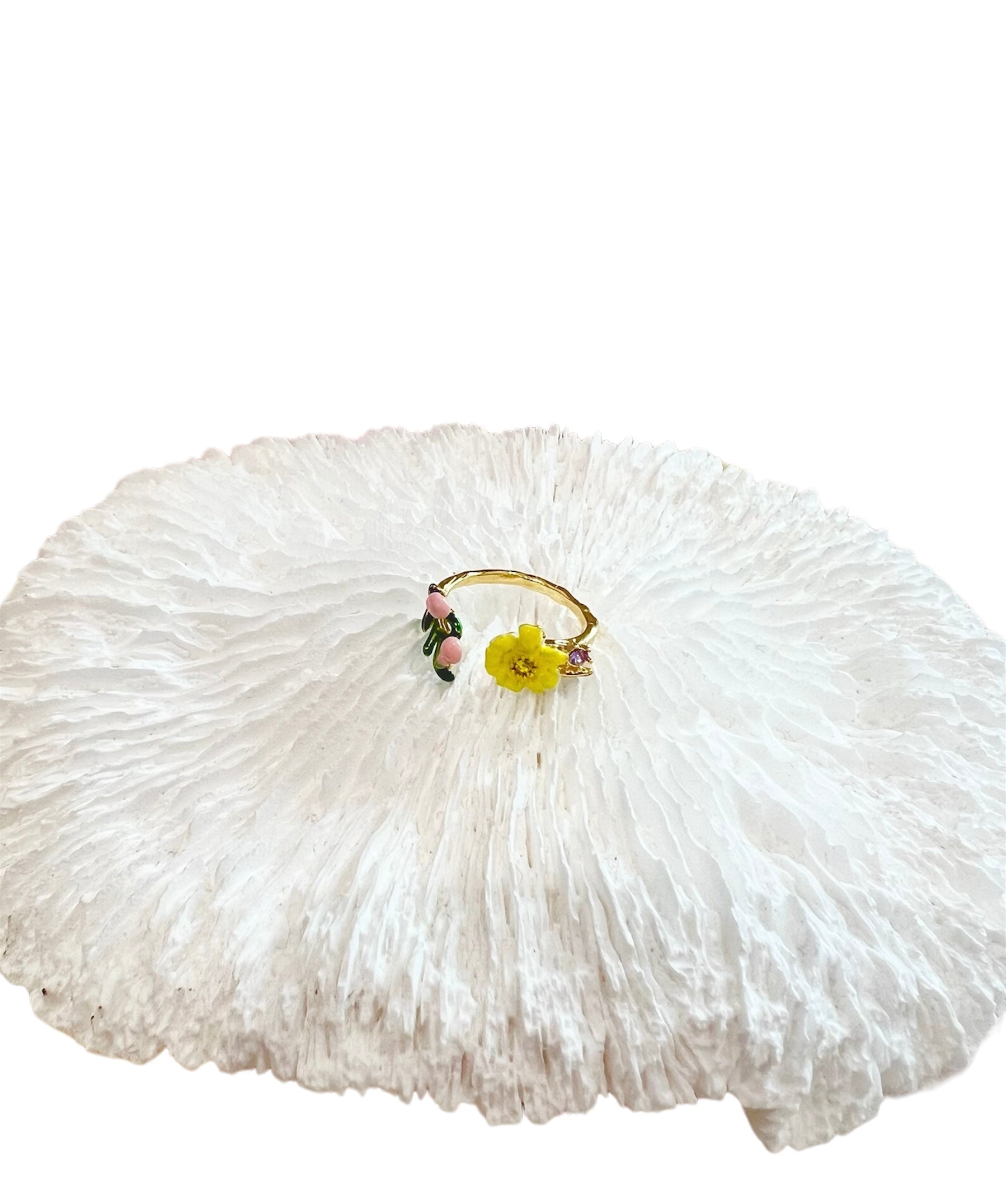 Missliu Handcraft Flower ring yellow