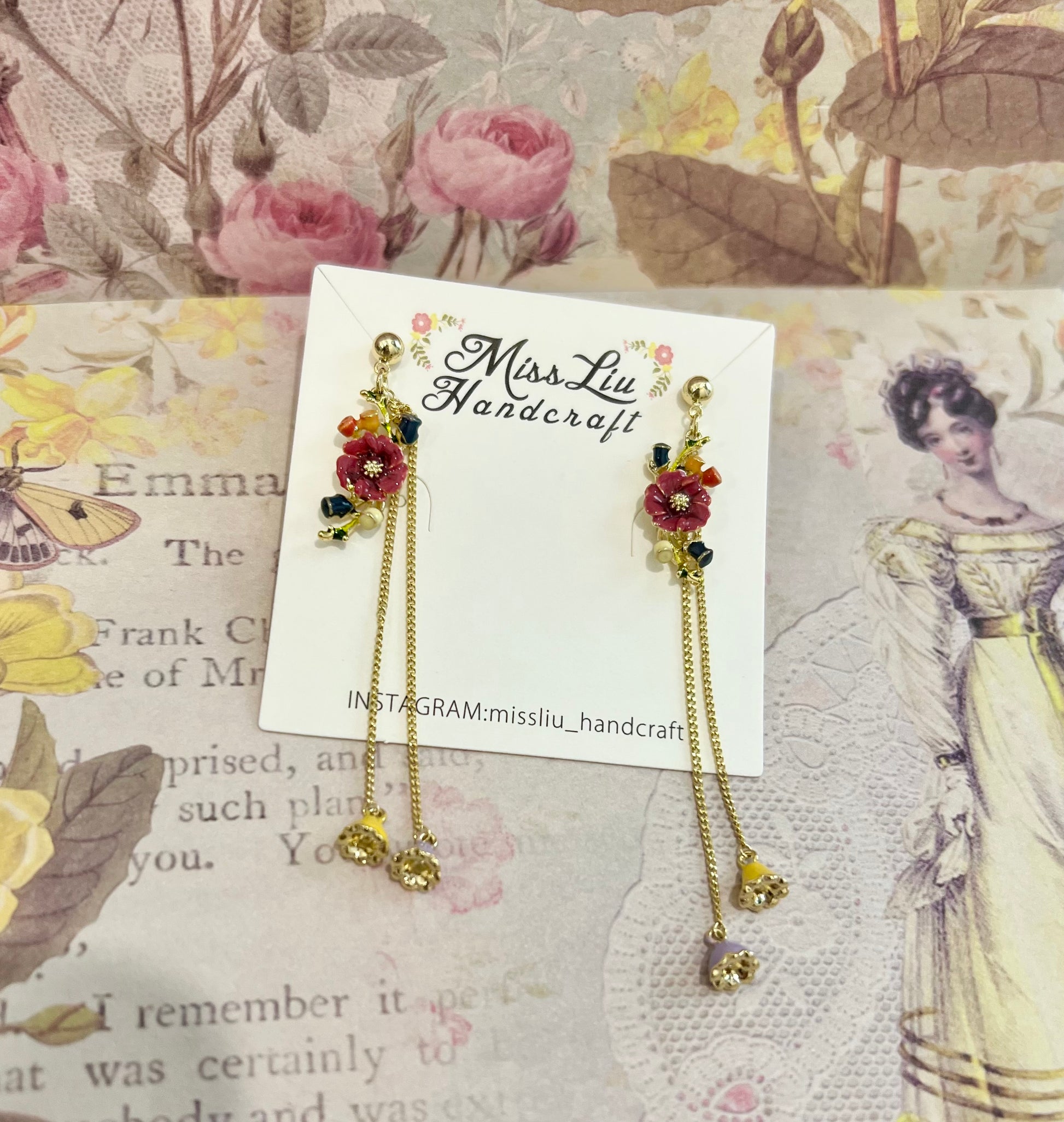 Missliu Handcraft Dangling Flower earring