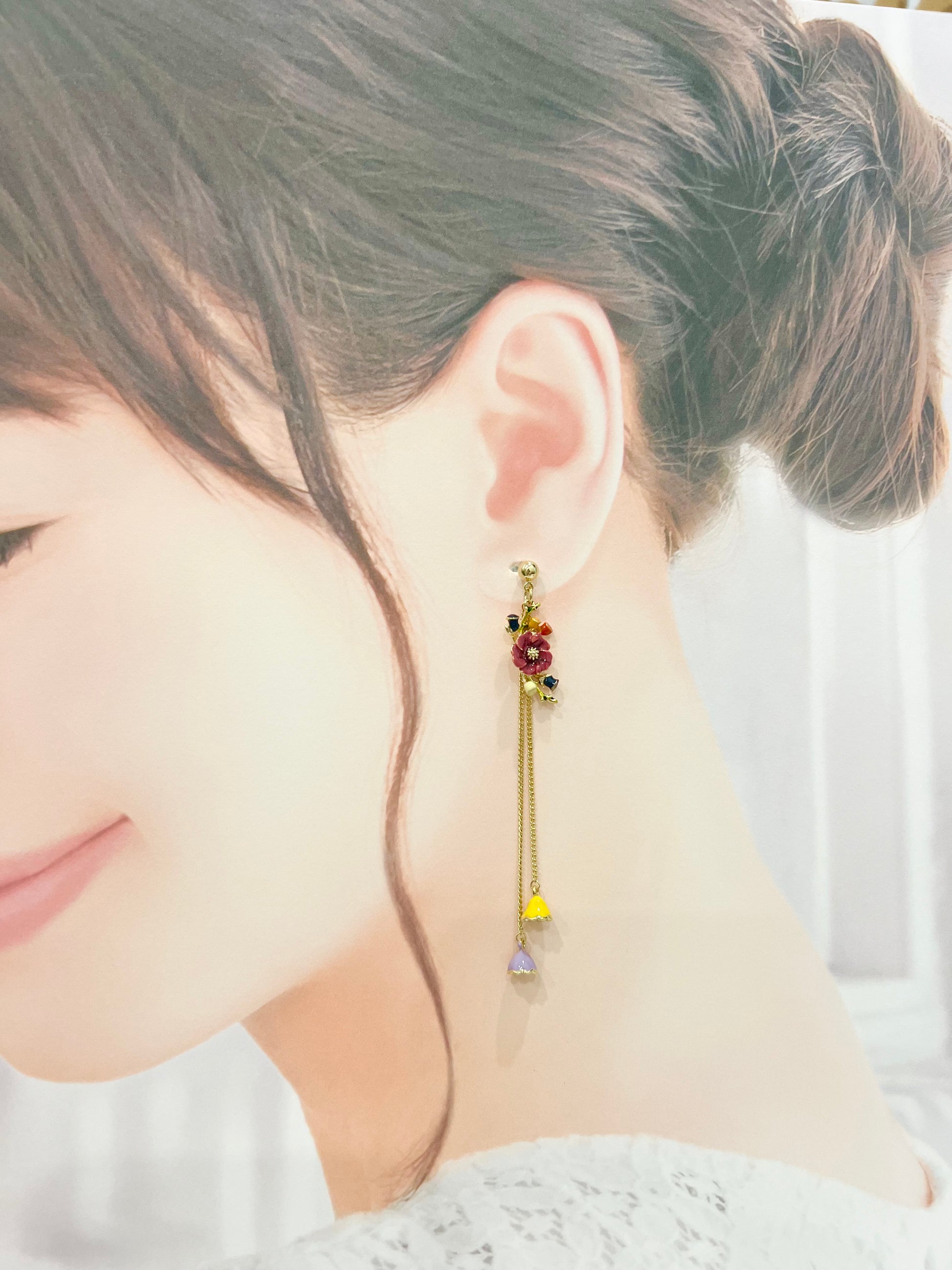 Missliu Handcraft Dangling Flower earring