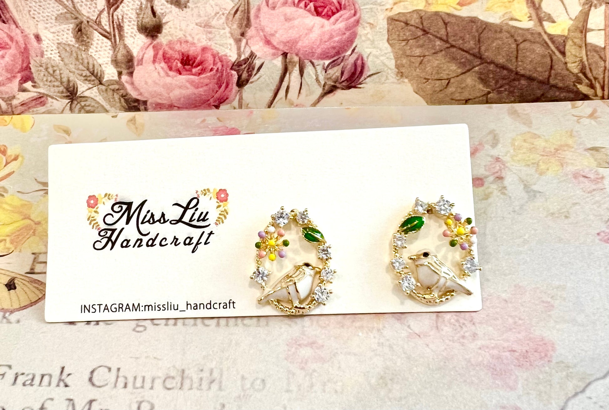 Missliu Handcraft Bird stud earring