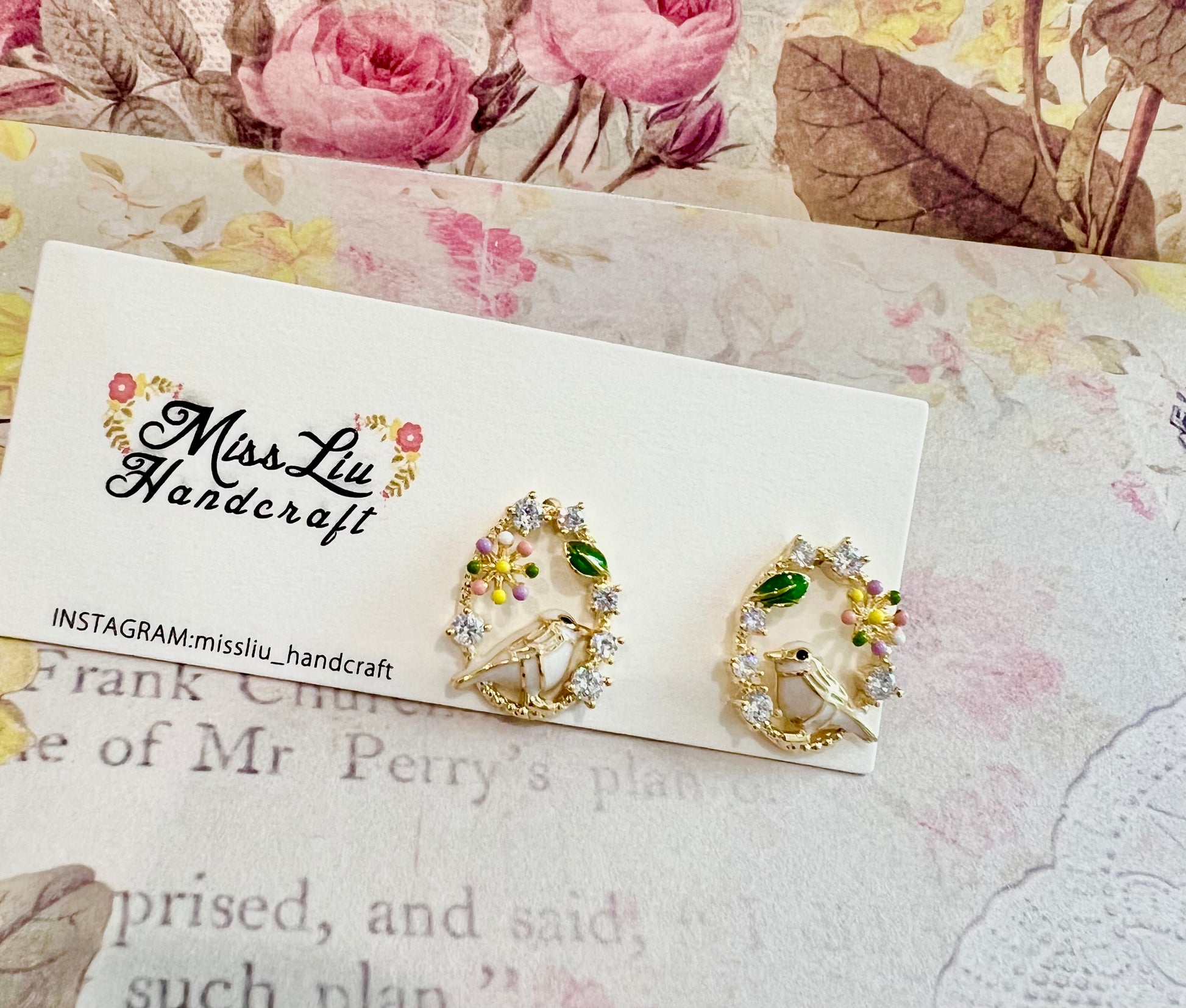 Missliu Handcraft Bird stud earring