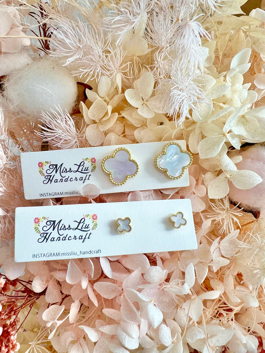 Missliu Handcraft White clovers stud earring