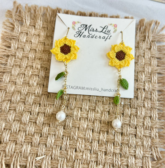 Missliu Handcraft Handmade crochet sunflower earring