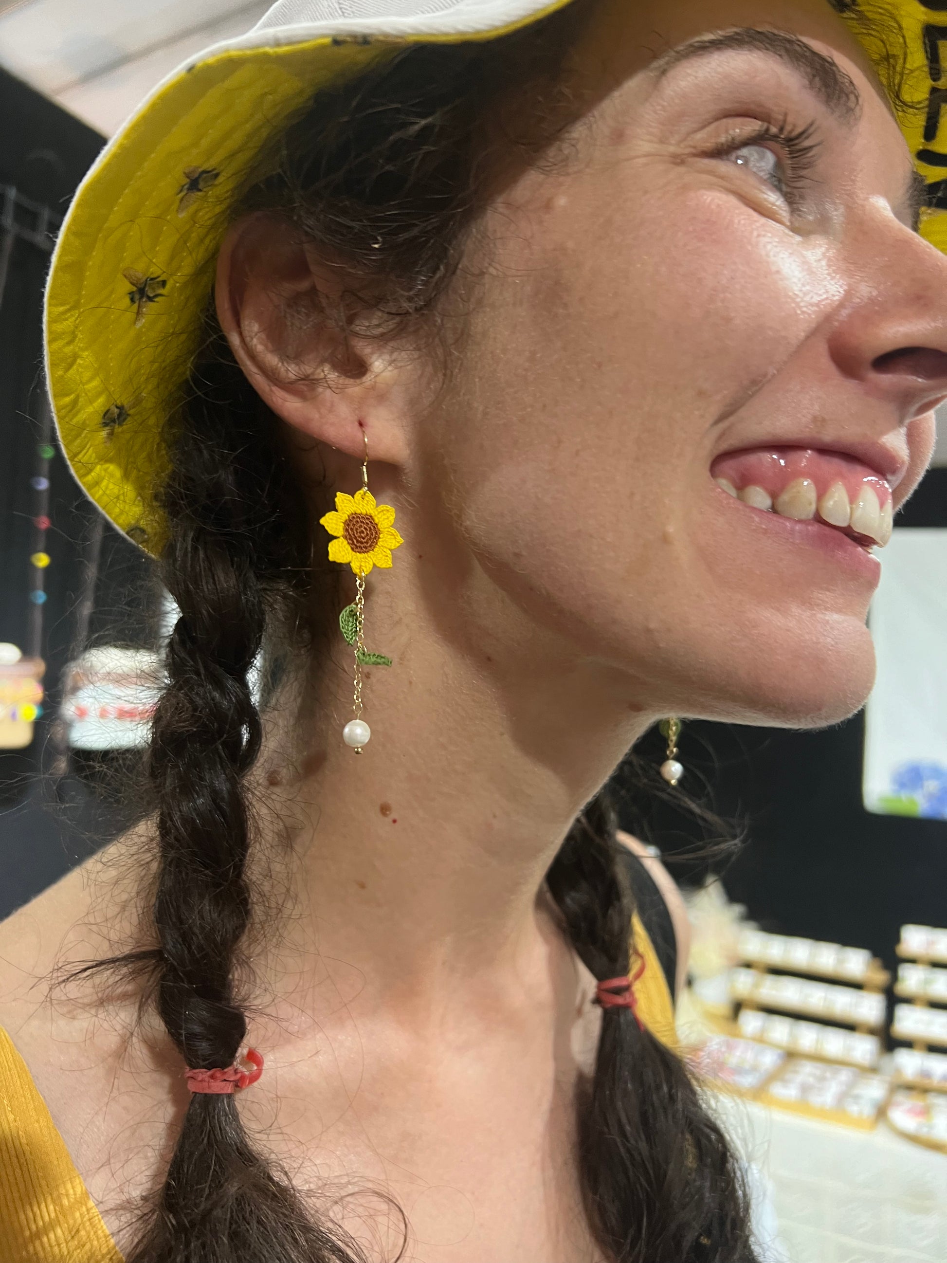 Missliu Handcraft Handmade crochet sunflower earring