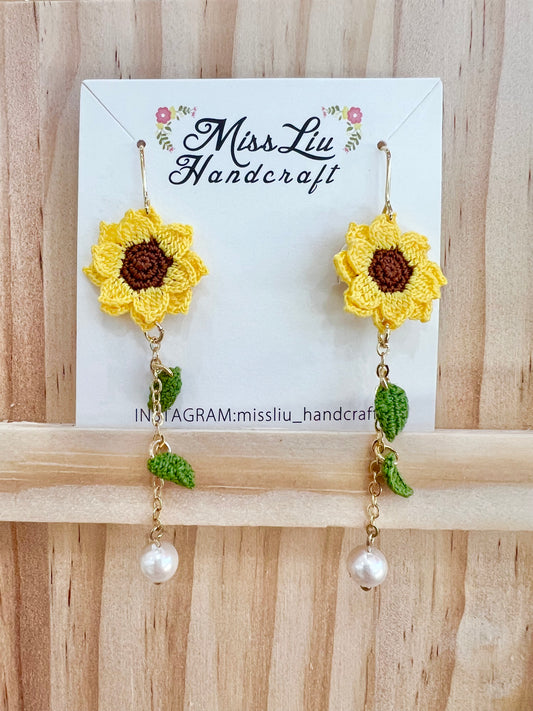 Missliu Handcraft Handmade crochet sunflower earring