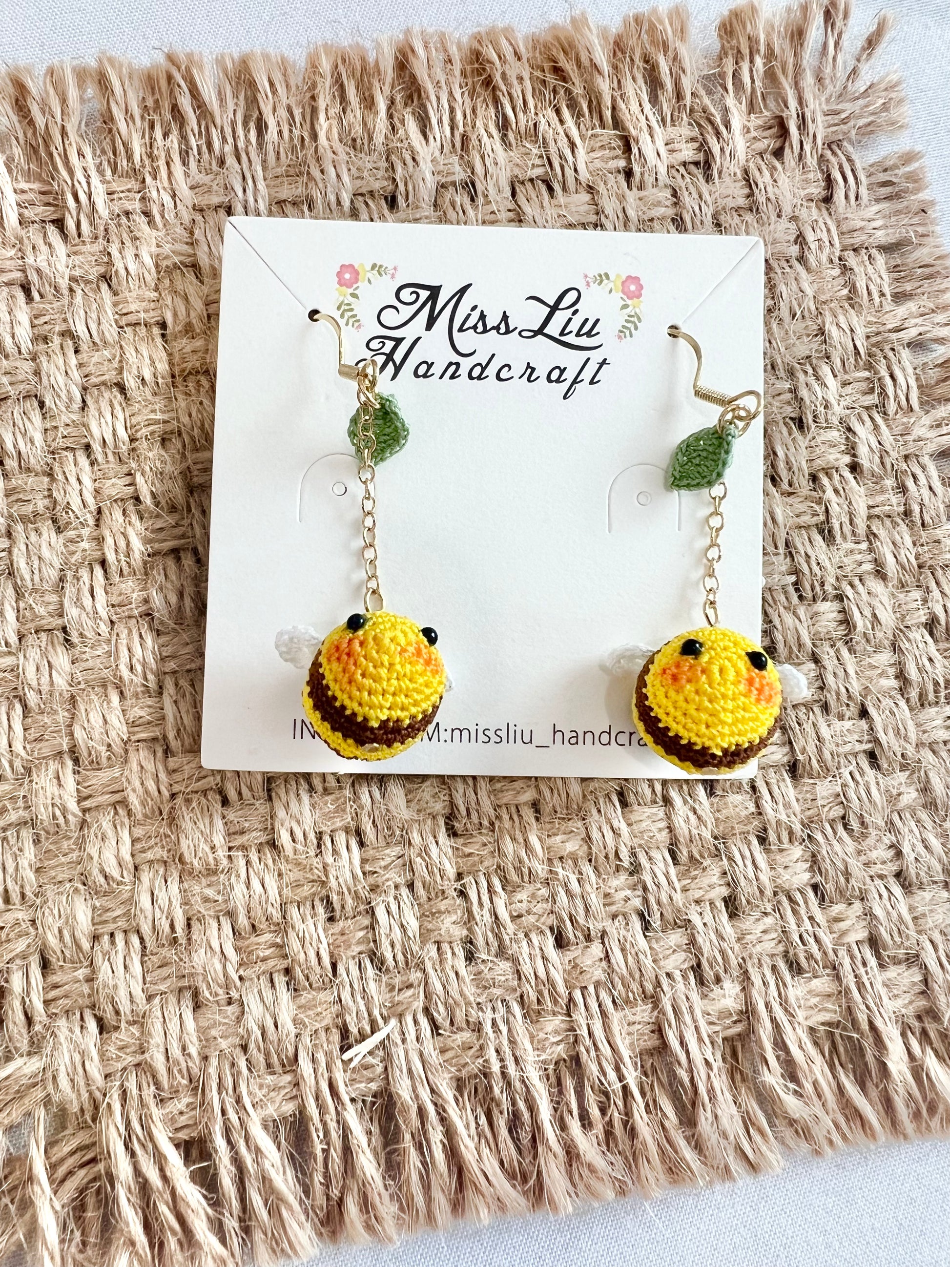 Missliu Handcraft Handmade crochet bee earring