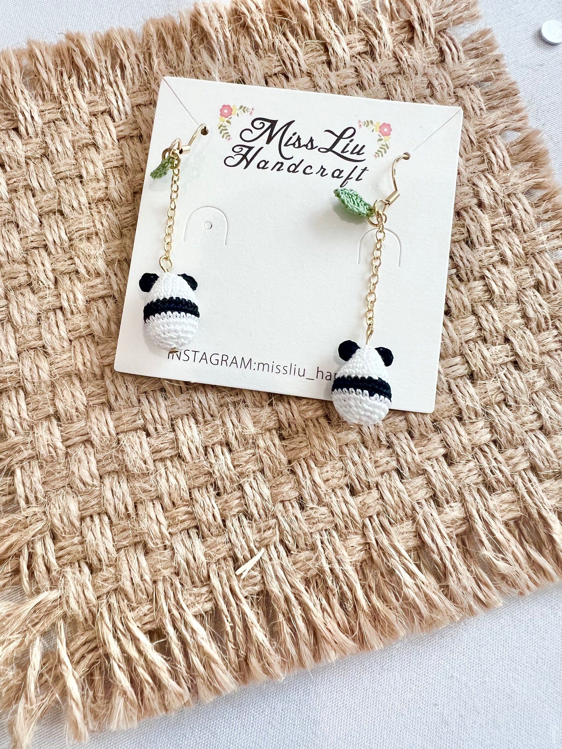 Missliu Handcraft Handmade crochet panda earring