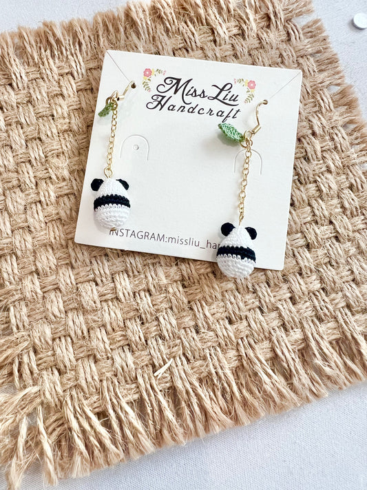 Missliu Handcraft Handmade crochet panda earring
