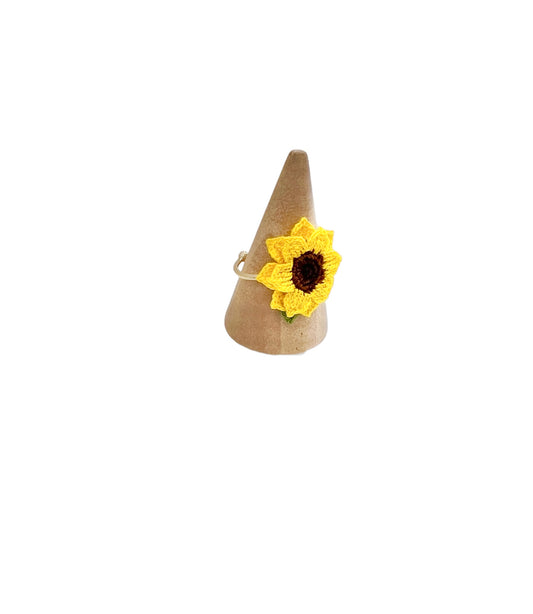 Missliu Handcraft Handmade crochet sunflower ring