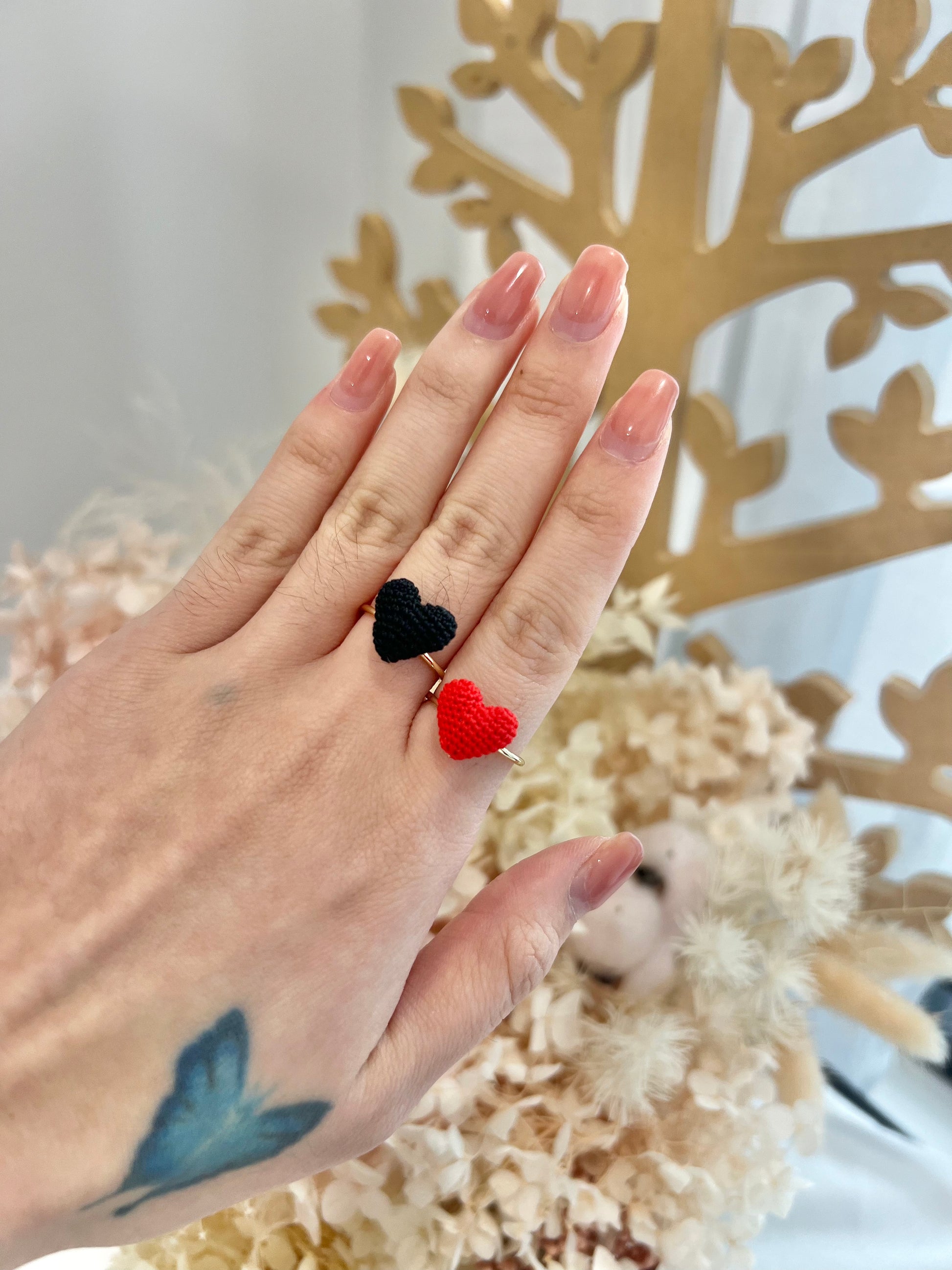 Missliu Handcraft Handmade crochet heart ring