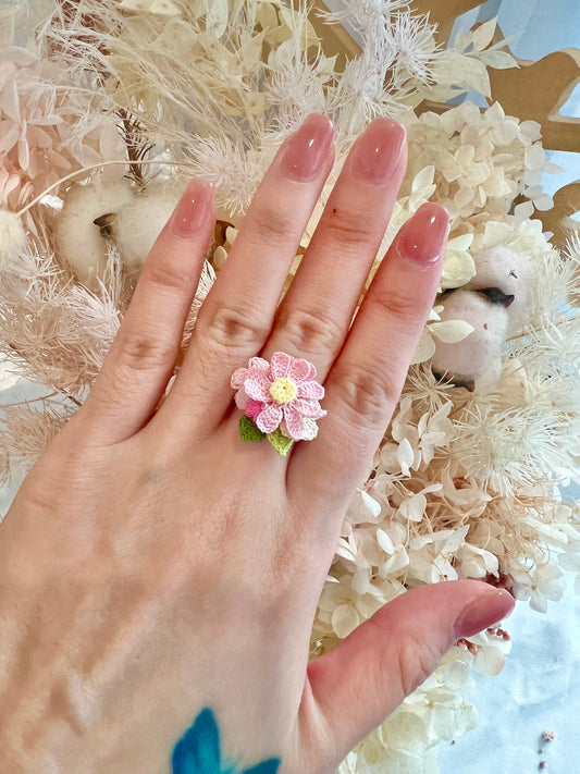 Missliu Handcraft Handmade crochet multi-flower ring in pink