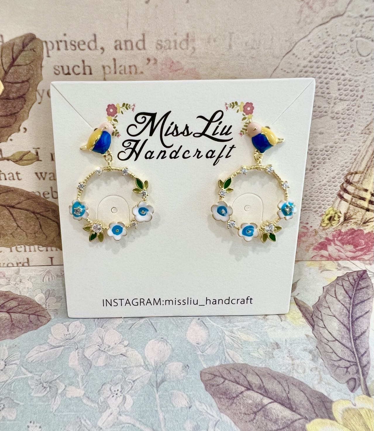 Missliu Handcraft Yellow Bird flower earring
