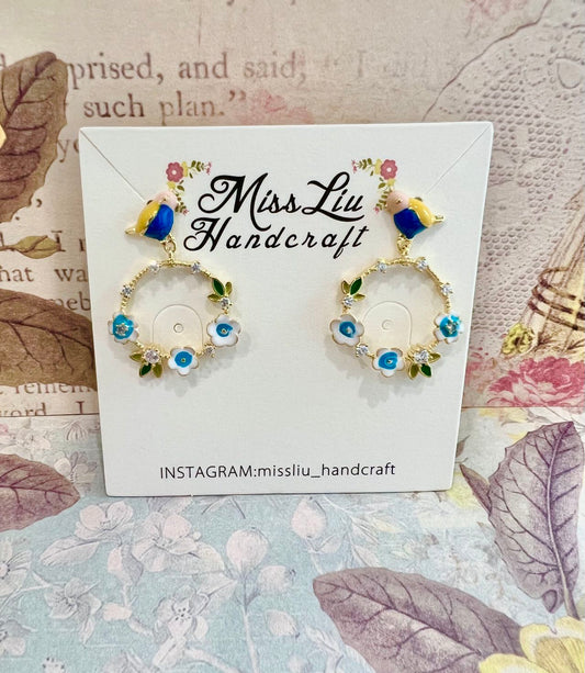 Missliu Handcraft Yellow Bird flower earring