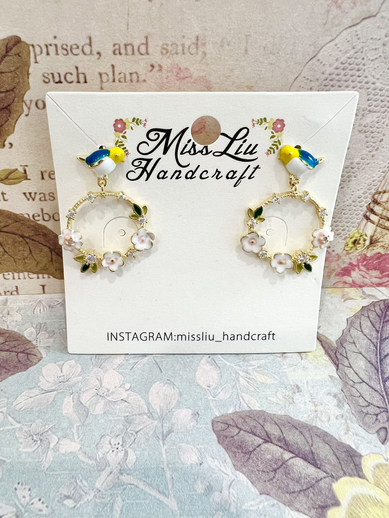 Missliu Handcraft Yellow Bird flower earring