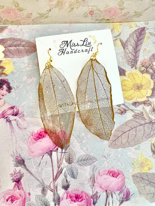 Missliu Handcraft Handmade Gold leaf earring
