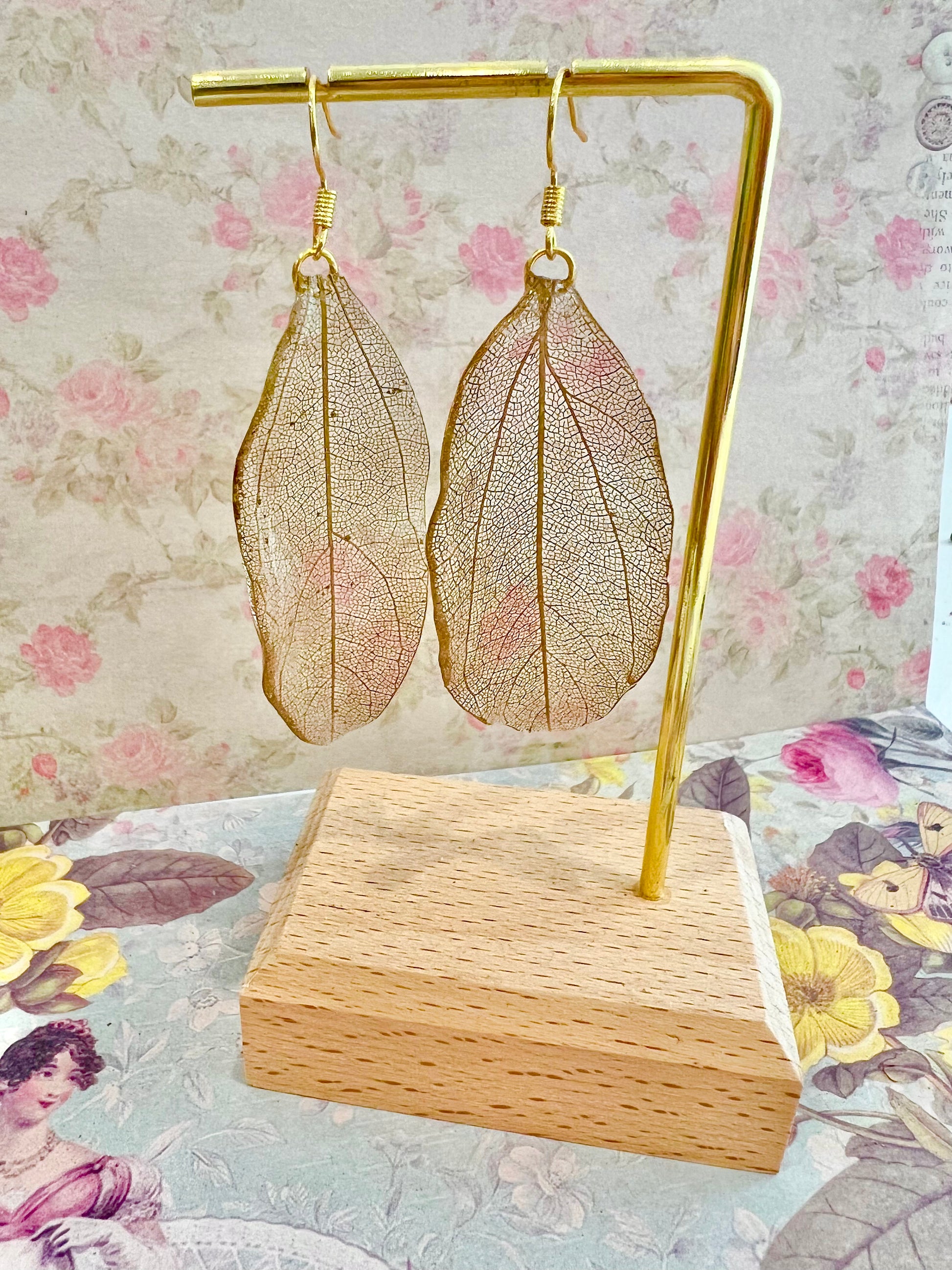 Missliu Handcraft Handmade Gold leaf earring