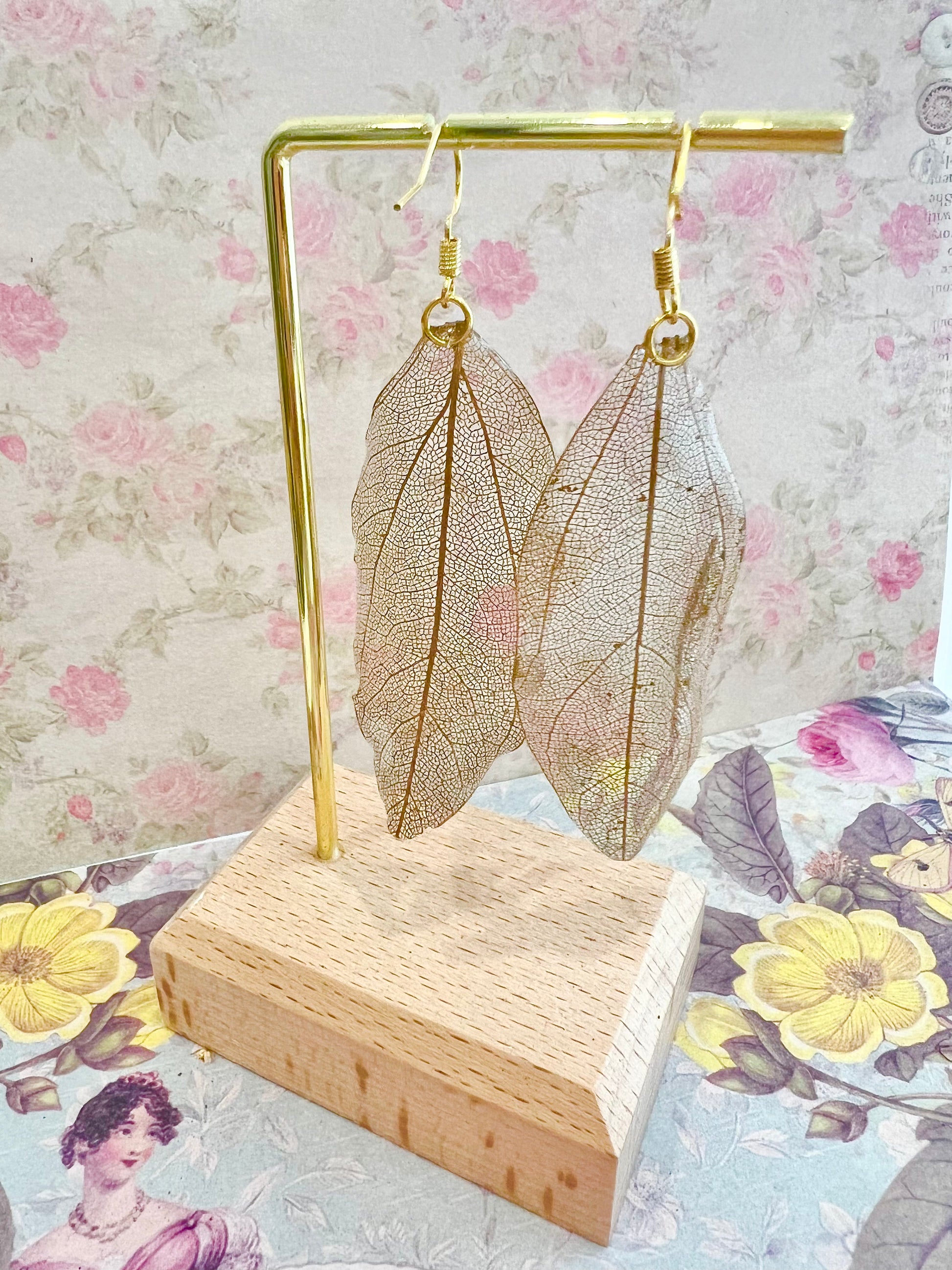 Missliu Handcraft Handmade Gold leaf earring