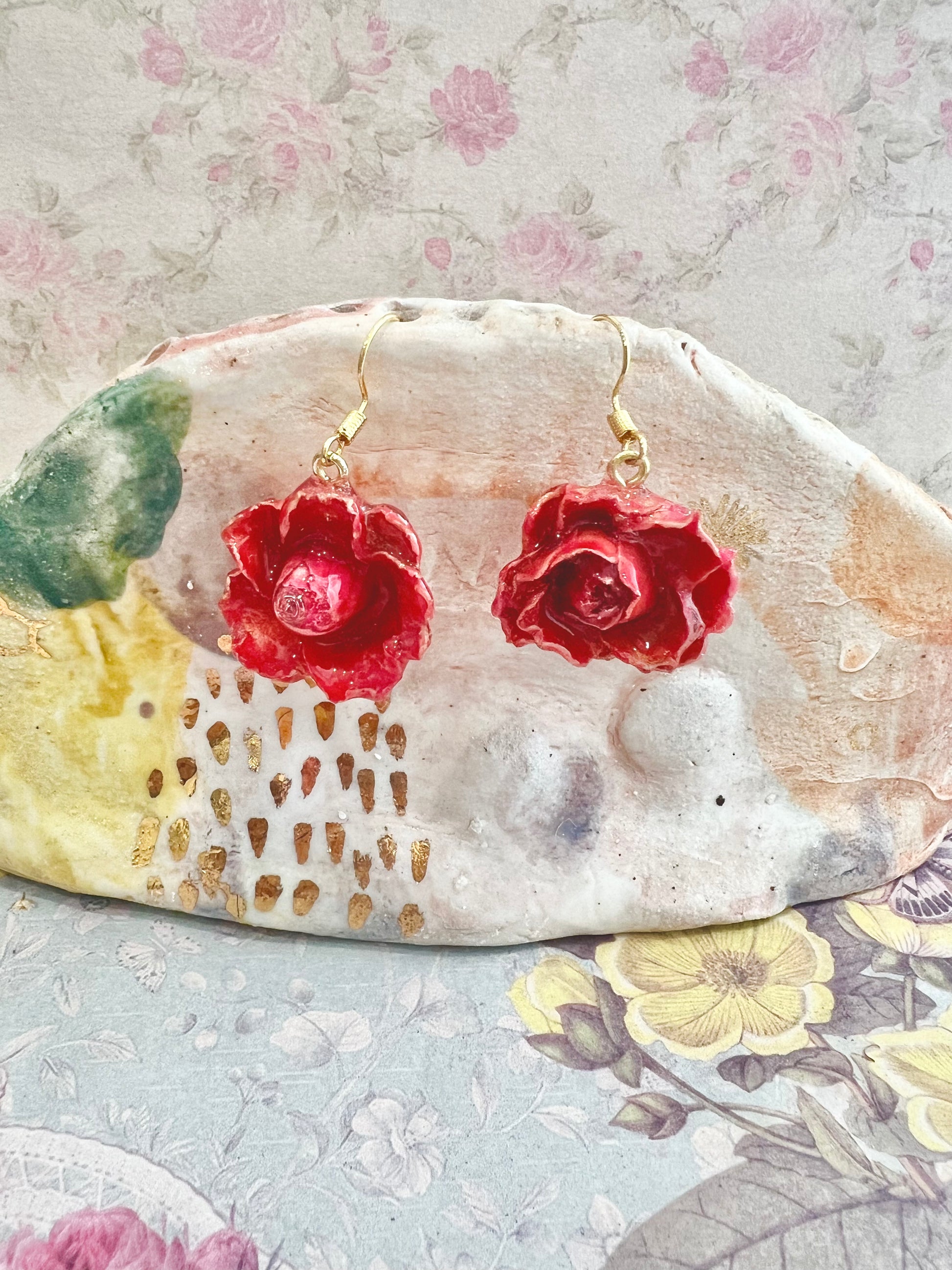 Missliu Handcraft Handmade light pink rose earring
