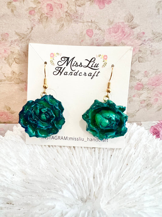 Missliu Handcraft Handmade blue rose earring