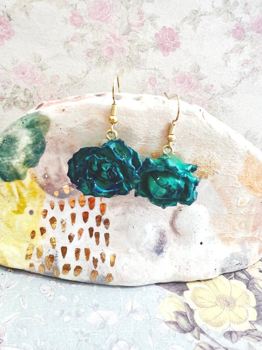 Missliu Handcraft Handmade blue rose earring