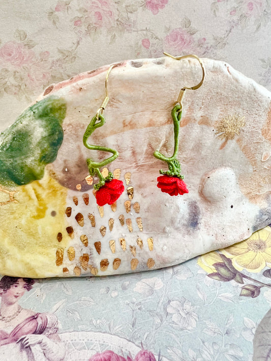 Missliu Handcraft Handmade crochet rose earring