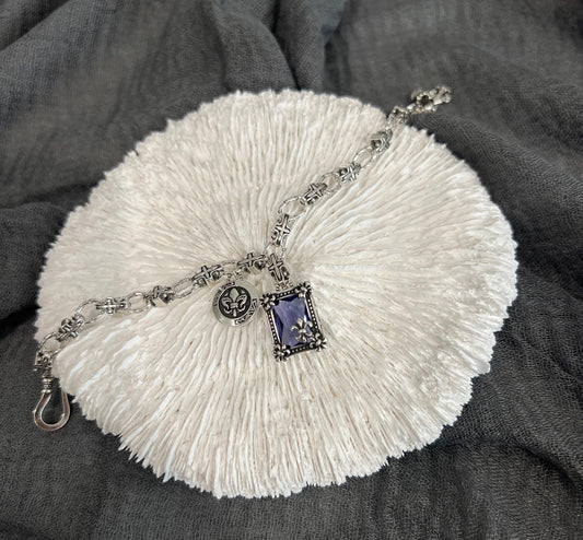 Gothic Jewellery Purple Gem Pendant Bracelet