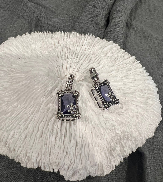 Gothic Jewellery Purple Gem Pendant Earring