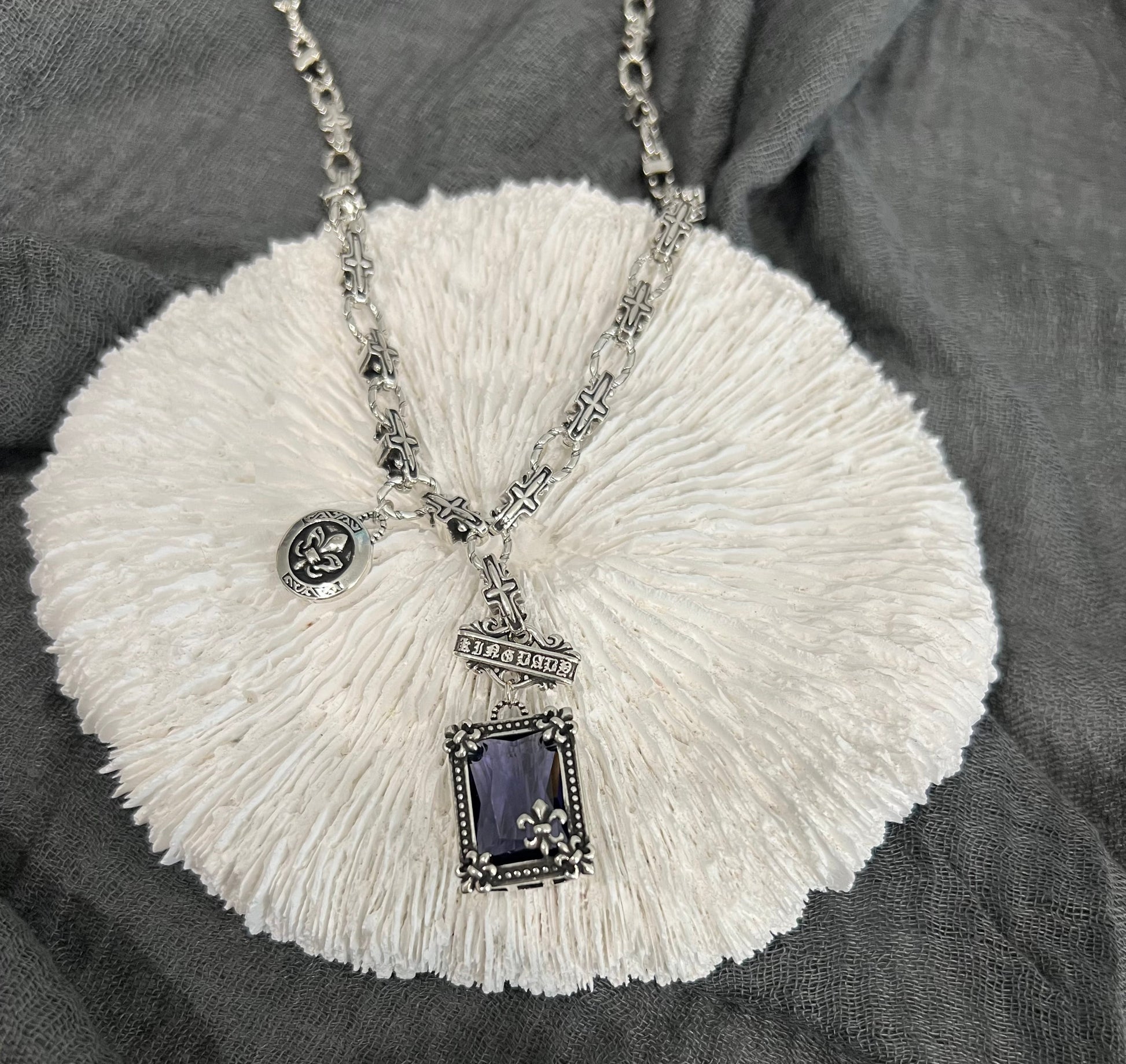 Gothic Jewellery Purple Gem Pendant Necklace