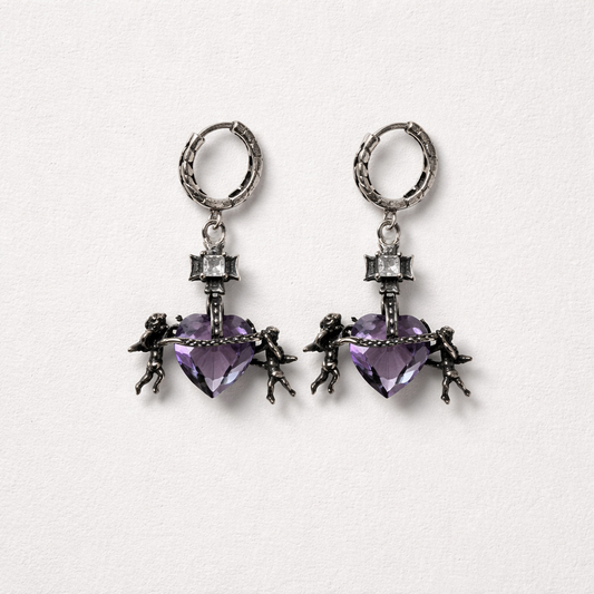 Purple Gemstone Angel Earring