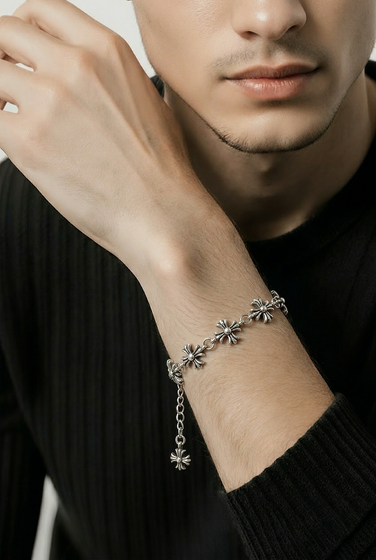 Silver Chrome Heart Bracelet