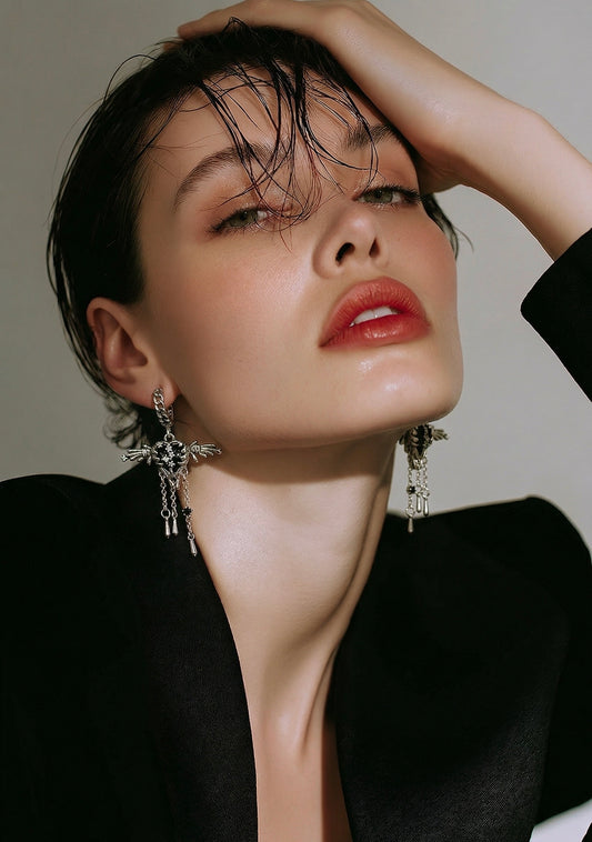 Black wing heart Earring