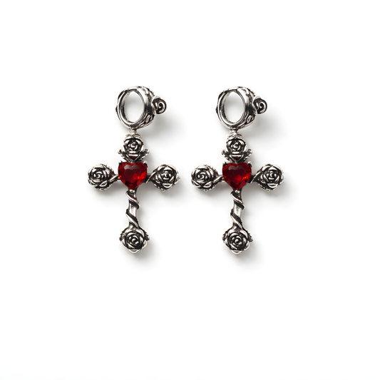 Red Stone Rose Earring